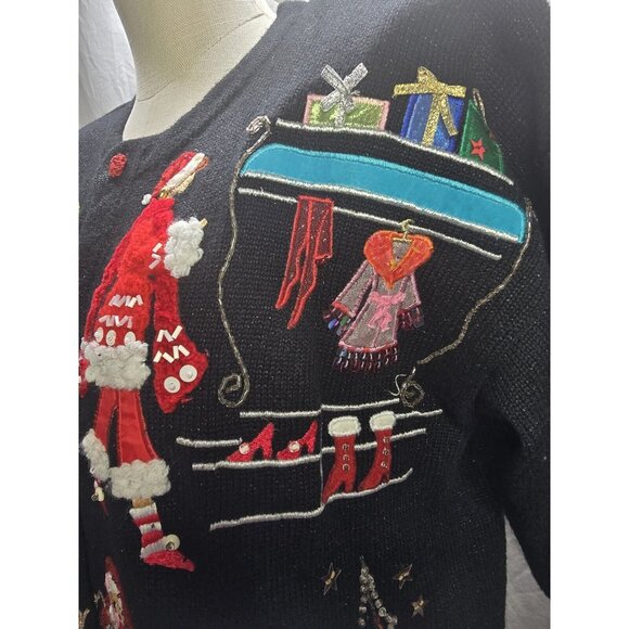 Design Options Philip & Jane Gordon Chic Christmas Cardigan Sweater Size L - Picture 13 of 16